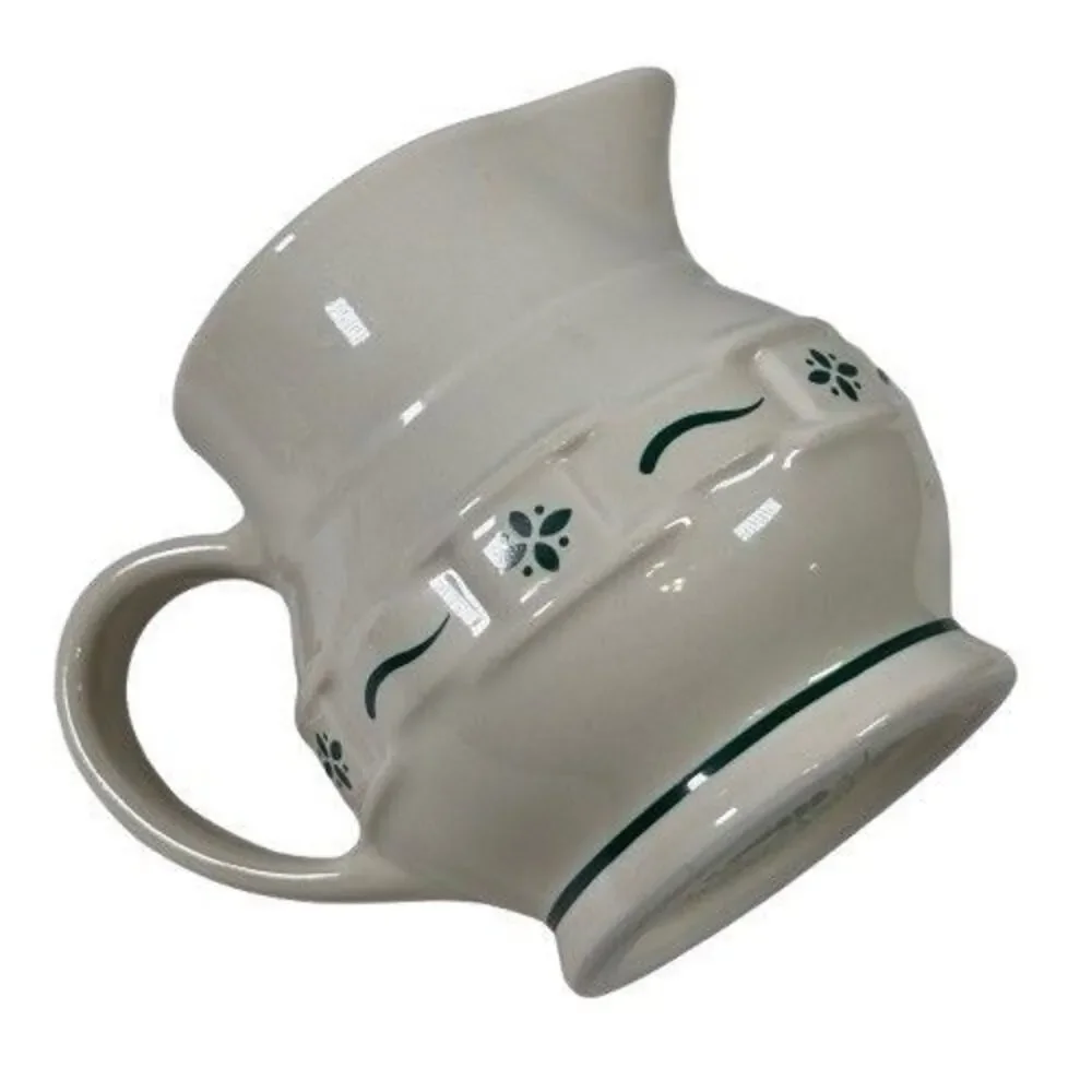 Longaberger Pottery Creamer Woven Tradition Green Cream Pitcher Gravy Syrup Milk